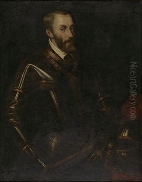 Portrait of Emperor Charles V in armour Oil Painting by Titian