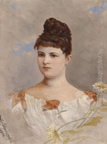 Bildnis Ottilie Schneitt von Schwarzenfeld Oil Painting by Schreitter von Schwarzenfeld, Adolf d. A.