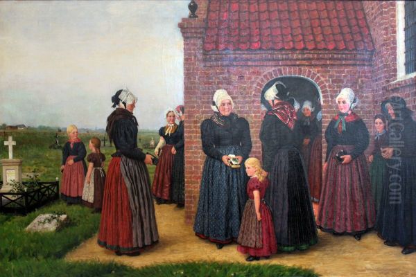 Friesinnen vor der Kirche in Deezbull Oil Painting by Carl Ludwig Jessen