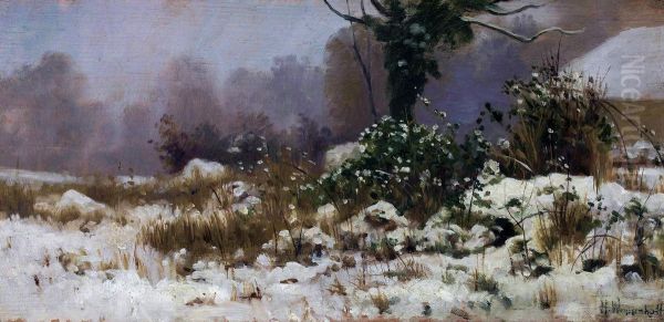 Winter landscape. Oil Painting by Henryk Weyssenhoff