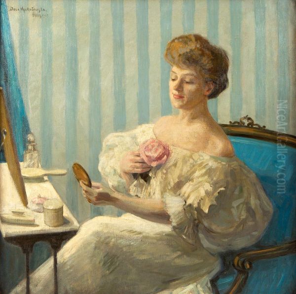 Portrait of Mrs N.N Oil Painting by Teodora Mukulowska