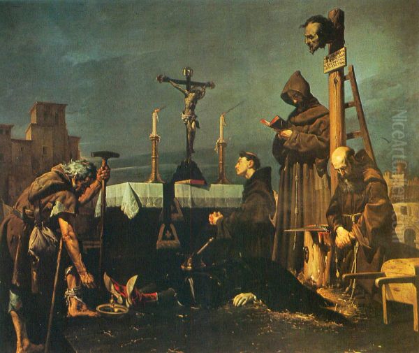 Colecta para sepultar el cadaver de don Alvaro de Luna Oil Painting by Jose Maria Rodriguez De Losada