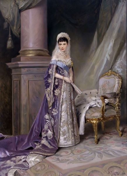 Portrait of Empress Maria Fyodorovna (1847-1928) Oil Painting by Vladimir Makovsky