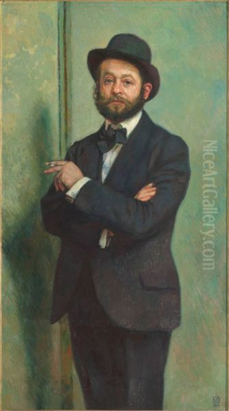 Portrait of Auguste Perret Oil Painting by Theo van Rysselberghe