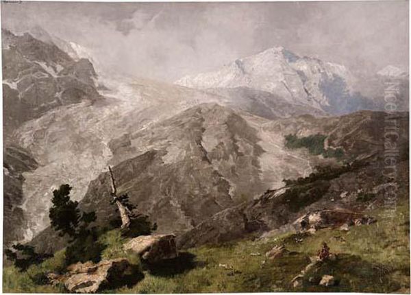 Paesaggio Montano Oil Painting by Filippo Carcano