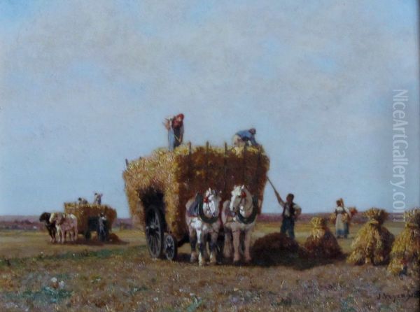 Harvest Oil Painting by Jules Jacques Veyrassat