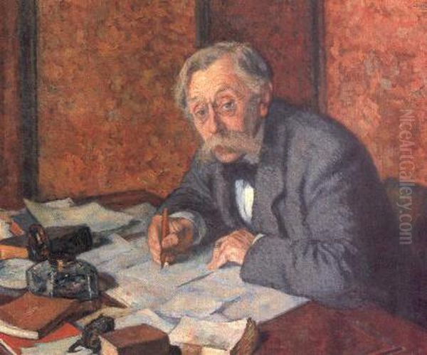 Portrait of Emile Verhaeren Oil Painting by Theo van Rysselberghe