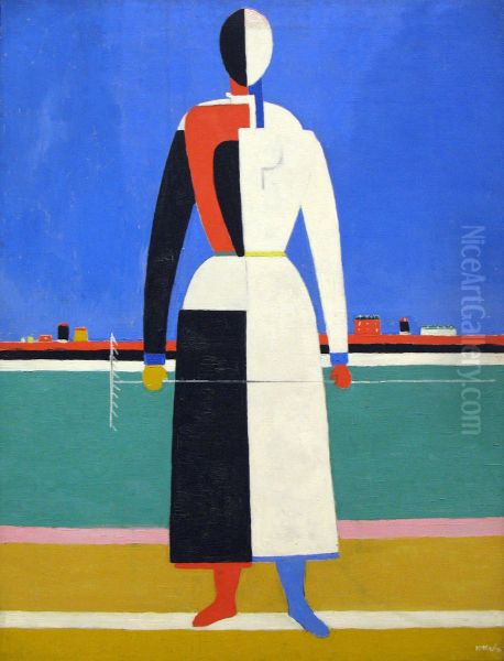 Woman with a rake Oil Painting by Kazimir Malevich