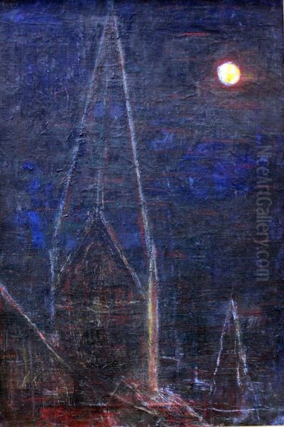 Moonlit Night over Soest Oil Painting by Christian Rohlfs