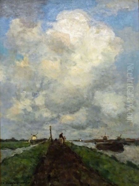 Witte wolk Oil Painting by Johan Hendrik Weissenbruch