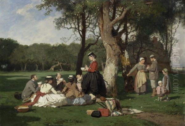 A picnic Oil Painting by Eugene Le Poittevin