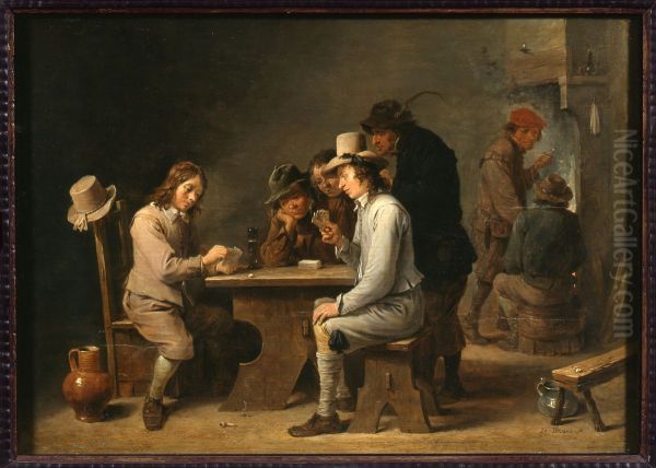 De kaartspelers Oil Painting by David Teniers the Younger