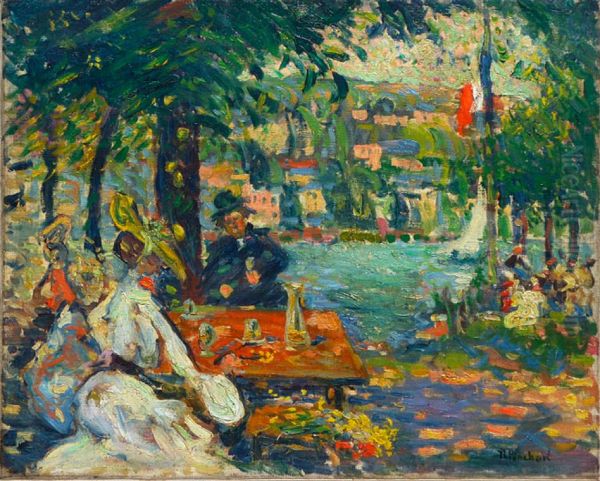 An Afternoon at Ile aux Cerises, Rouen Oil Painting by Robert Antoine Pinchon