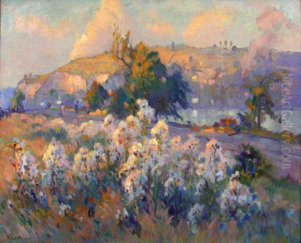 Thistles on the Bank of the Seine (Flowering Thistles) Oil Painting by Robert Antoine Pinchon