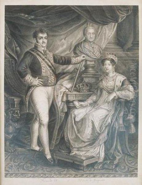 Fernando Vii Y M Isabel De Braganza Oil Painting by Valentin Carderera Solano