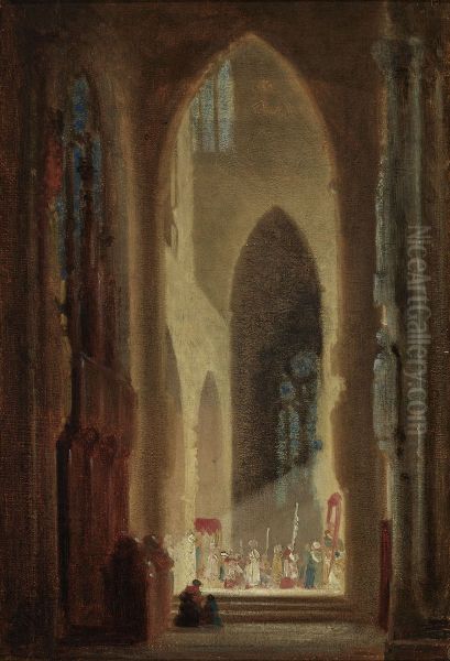 Kircheninneres mit Prozession Oil Painting by Carl Spitzweg