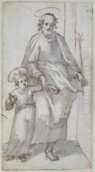 St. Joseph And The Infant Christ Oil Painting by Lodovico Cardi Cigoli