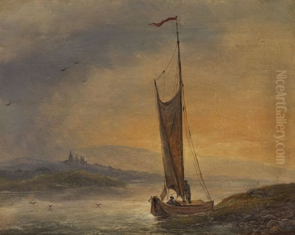 Segelboot im Abendlicht Oil Painting by Johann Friedrich Boeck