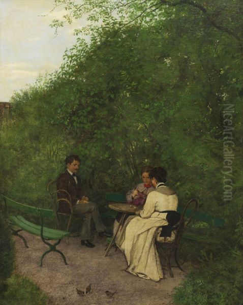 In the garden Oil Painting by Hans Thoma