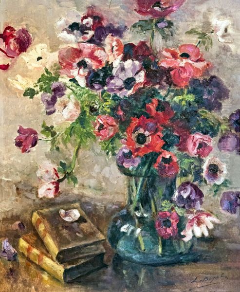 The bouquet of anemones Oil Painting by Luce Boyals