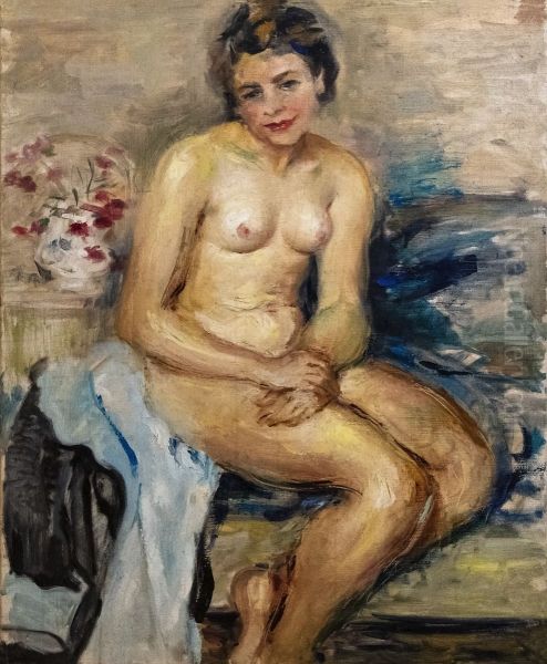 Sitting nude Oil Painting by Luce Boyals