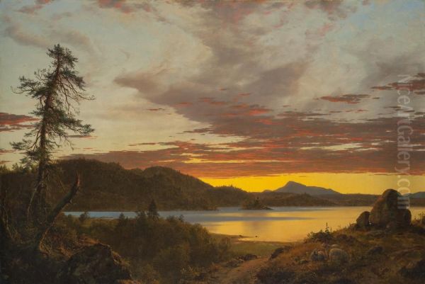 Sunset Oil Painting by Frederic Edwin Church