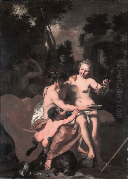 A Bacchant, a Meanad and a little Faun Oil Painting by Gerard de Lairesse