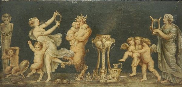 A BACCHANALE SCENE Oil Painting by Charles Bechon