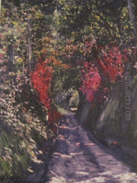 Allee sous bois Oil Painting by unknown