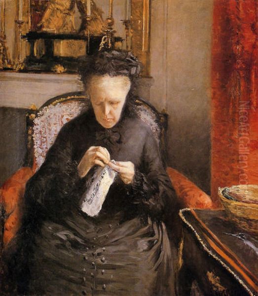 Portrait de Madame Martial Caillebotte, mere de l'artiste Oil Painting by Gustave Caillebotte