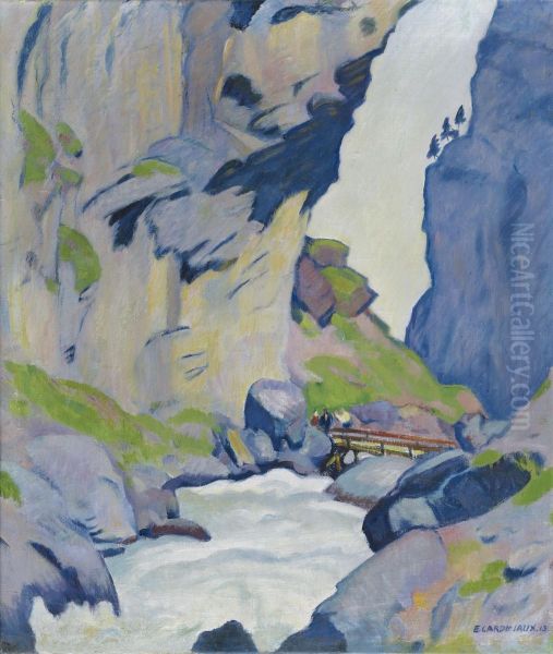 Entrance To The Gastheren Valley (bernese Oberland) Oil Painting by Emil Cardinaux