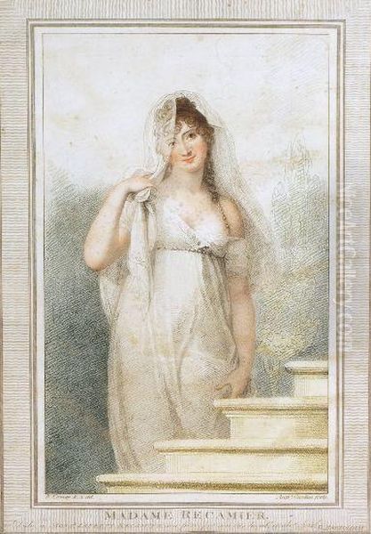 Madame Recamier Oil Painting by Antoine Alexandre J. Cardon