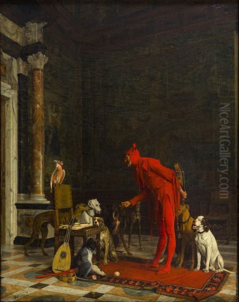 Un giullare Oil Painting by Giovanni Battista Quadrone