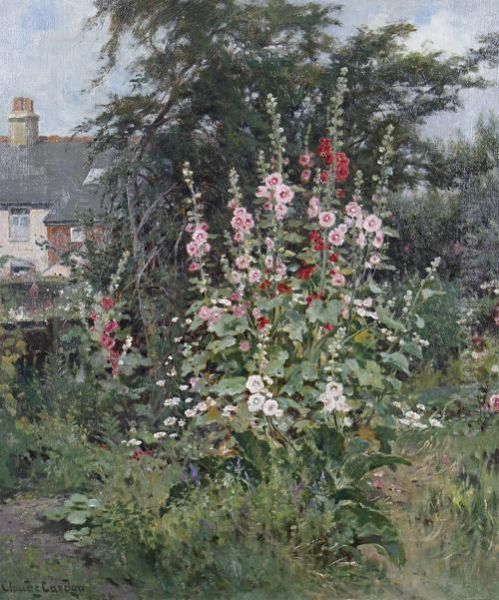 Hollyhocks Oil Painting by Claude Cardon