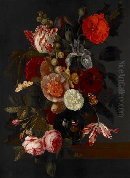 Flowers in a Vase Oil Painting by Cornelis Kick