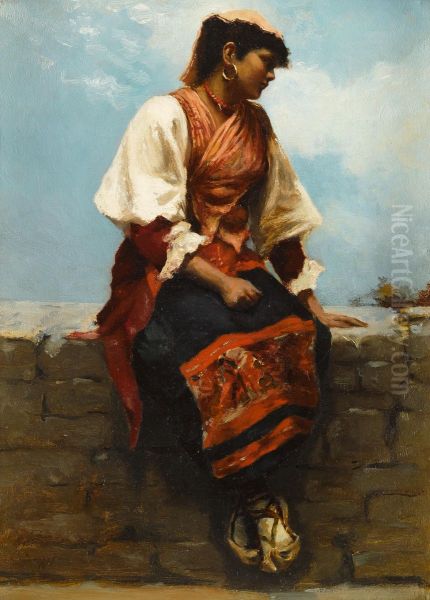 Portrait of an Italian girl Oil Painting by Virgil Williams