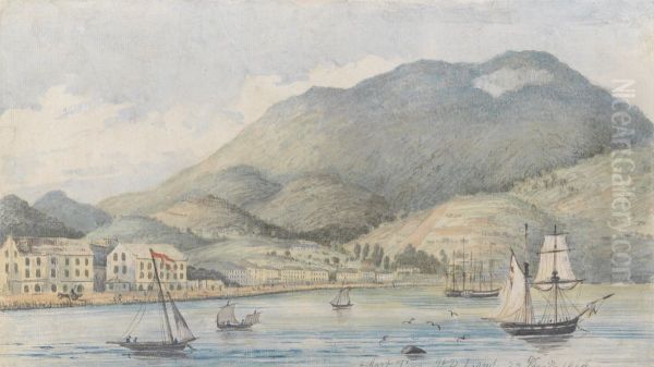 A View of Hobart, Tasmania Oil Painting by Charles Emilius Gold