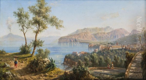 A View of Salerno and Vesuvius Oil Painting by unknown