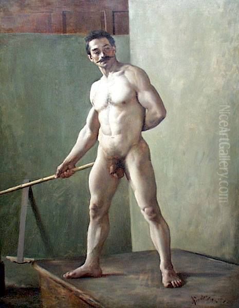 Academic male nude Oil Painting by Jan Preisler