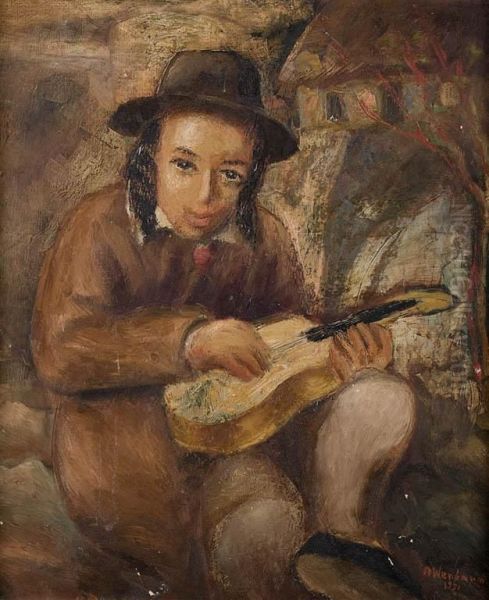 Lutenist Oil Painting by Abraham Weinbaum