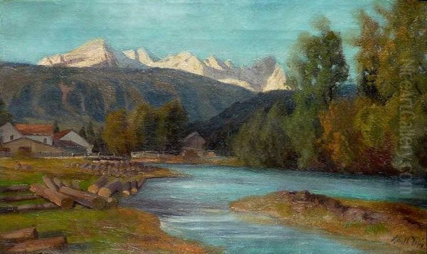 Alpensee. Oil Painting by Adalbert Wex