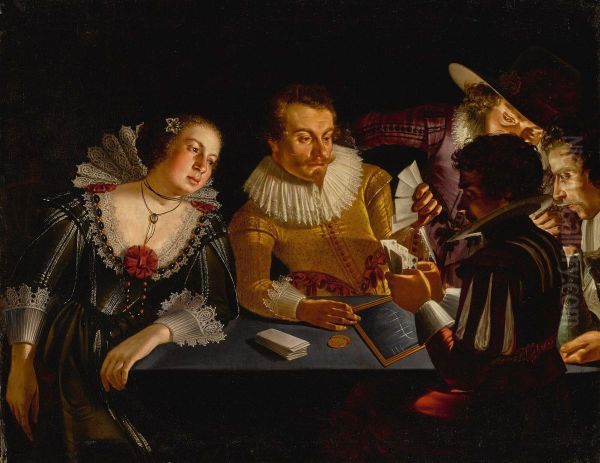 Card Players Oil Painting by Adam de Coster