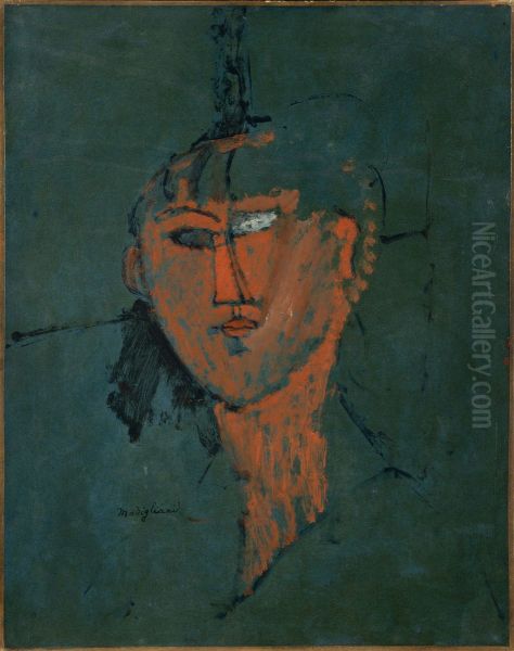 Tete rouge Oil Painting by Amedeo Modigliani