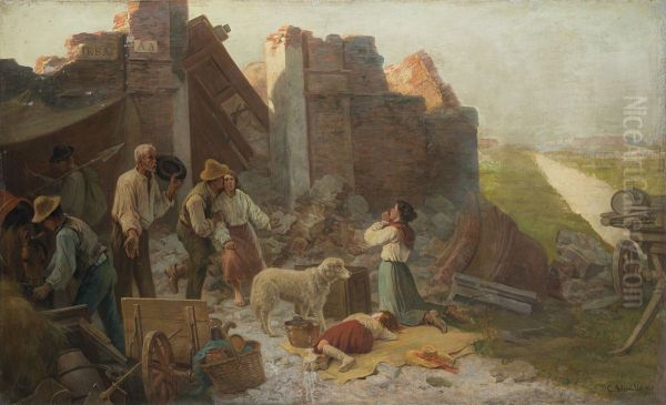 After the Earthquake Oil Painting by Carlo Ademollo