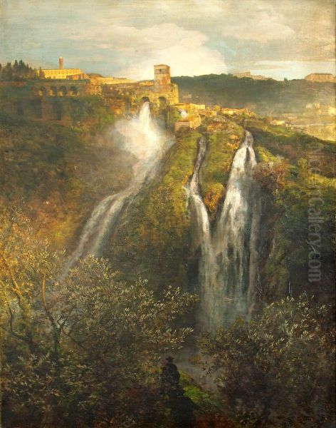 Die Wasserfalle bei Tivoli Oil Painting by Oswald Achenbach