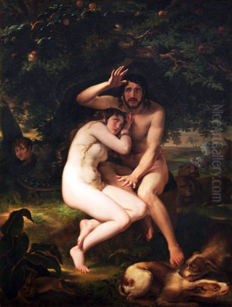 Adam and Eve Oil Painting by Giuseppe Sogni