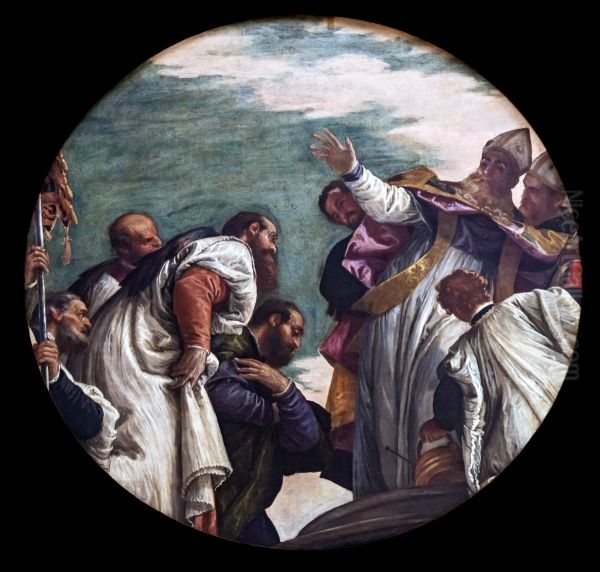 San Nicolo recognized bishop of Myras Oil Painting by Paolo Veronese