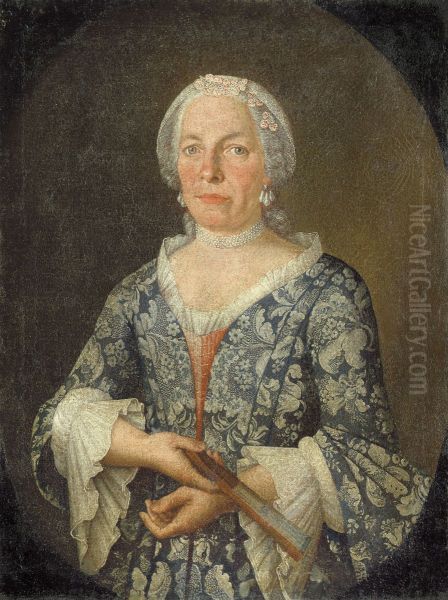 Karoline von Kirchberg, Grafin von Sayn-Hachenburg (1720-1795) Oil Painting by Johann Baptist Hirschmann