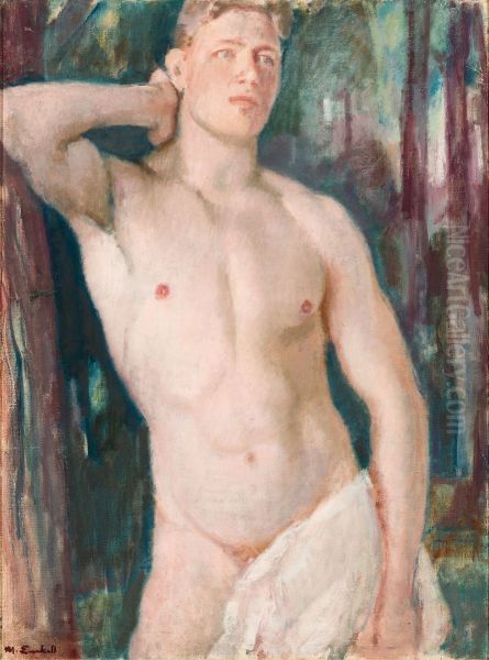 Young Nude Male Oil Painting by Magnus Enckell