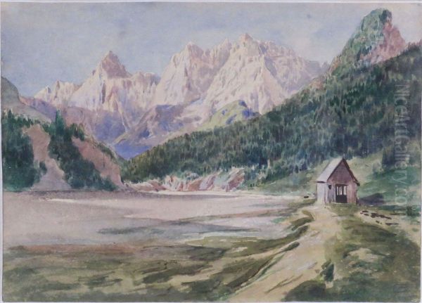 See mit Gebirgslandschaft Oil Painting by Adolf Blamauer